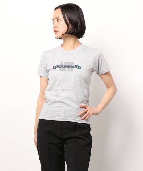 Loudmouth(ラウドマウス)の「LOUDMOUTH/ラウドマウス ゴルフウェア ブランドロゴ 5.6オンス ヘビーウェイト 半袖 Tシャツ(Tシャツ/カットソー・レディース・グレー/ブラック/ライトグリーン/ホワイト/ピンク・M/L/LL/S)」の3枚目の写真