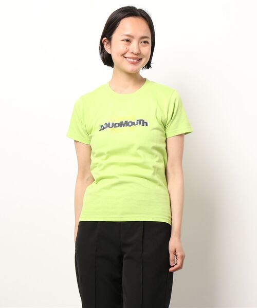 Loudmouth(ラウドマウス)の「LOUDMOUTH/ラウドマウス ゴルフウェア ブランドロゴ 5.6オンス ヘビーウェイト 半袖 Tシャツ(Tシャツ/カットソー・レディース・グレー/ブラック/ライトグリーン/ホワイト/ピンク・M/L/LL/S)」の4枚目の写真
