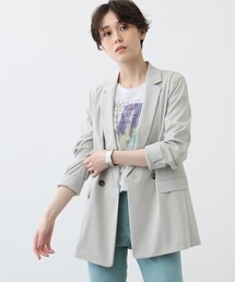 INDIVI | 【otonaMUSE 4月号掲載商品/UVケア/接触冷感】麻混テーラードサマーダブルジャケット(テーラードジャケット)