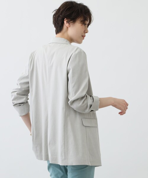 【otonaMUSE4月号掲載商品/UVケア/接触冷感】麻混テーラードサマーダブルジャケット