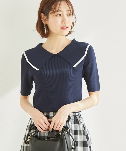 ネストローブ nestrobe ビックカラーポロニットセーター nest Robe ニット セーター ビッグカラー