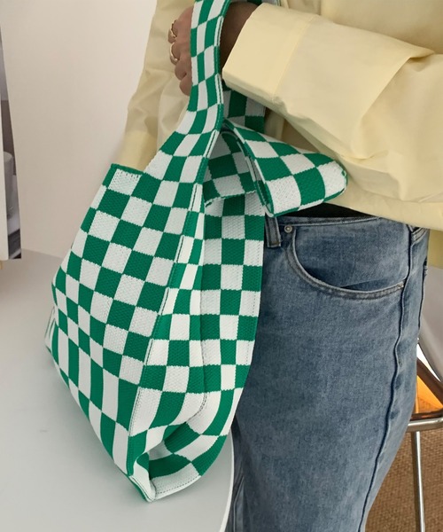 ANOTHER S(アナザーエス)の「チェッカーハンドバッグ(ショルダーバッグ・レディース・ブラック/ピンク/グリーン/パープル/レッド/ブラウン・FREE)」の1枚目の写真