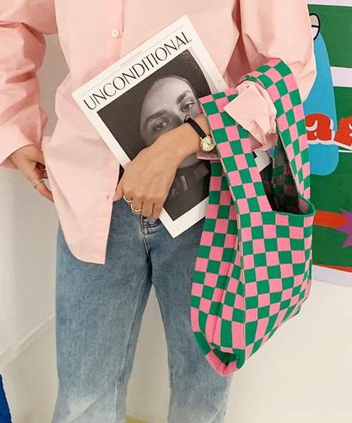 ANOTHER S(アナザーエス)の「チェッカーハンドバッグ(ショルダーバッグ・レディース・ブラック/ピンク/グリーン/パープル/レッド/ブラウン・FREE)」の16枚目の写真
