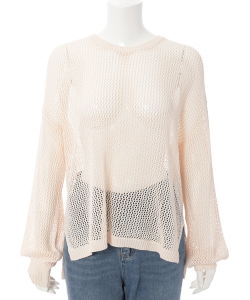 Edit Sheen(エディットシーン)の「メッシュ編みサイドスリットプルオーバー(ニット/セーター・レディース・ブラック/ベージュ/ブルー・M)」の11枚目の写真