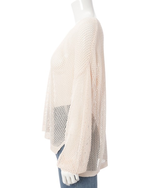 Edit Sheen(エディットシーン)の「メッシュ編みサイドスリットプルオーバー(ニット/セーター・レディース・ブラック/ベージュ/ブルー・M)」の7枚目の写真