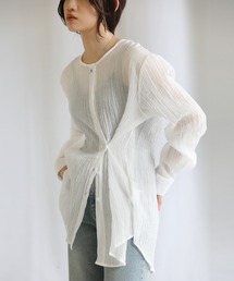 select MOCA | 2023 SS ランダムプリーツノーカラーシアーシャツ(シャツ/ブラウス)