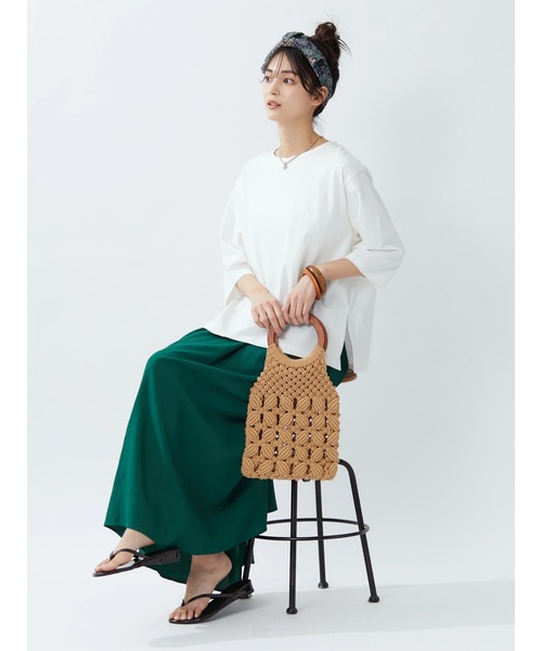 CRAFT STANDARD BOUTIQUE(クラフトスタンダードブティック)の「アジャストベルトスカート *◆(スカート・レディース・ベージュ/グリーン・FREE)」の4枚目の写真