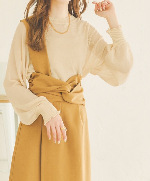 Ambre Neige(アンブルネージュ)の「シアークロップドニット/【WEB/EC限定商品】(ニット/セーター・レディース・ベージュ/ライトベージュ/アイボリー・FREE)」の9枚目の写真