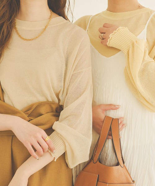 Ambre Neige(アンブルネージュ)の「シアークロップドニット/【WEB/EC限定商品】(ニット/セーター・レディース・ベージュ/ライトベージュ/アイボリー・FREE)」の12枚目の写真