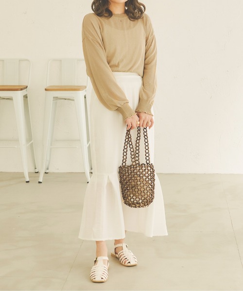 Ambre Neige(アンブルネージュ)の「シアークロップドニット/【WEB/EC限定商品】(ニット/セーター・レディース・ベージュ/ライトベージュ/アイボリー・FREE)」の7枚目の写真