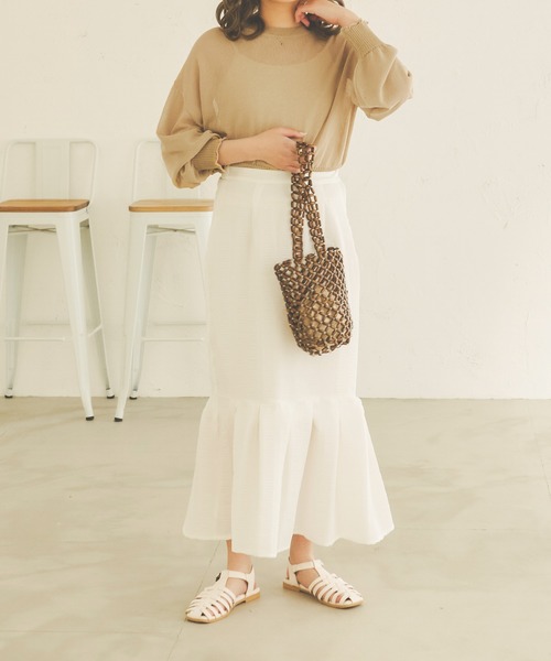Ambre Neige(アンブルネージュ)の「シアークロップドニット/【WEB/EC限定商品】(ニット/セーター・レディース・ベージュ/ライトベージュ/アイボリー・FREE)」の22枚目の写真