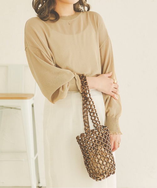 Ambre Neige(アンブルネージュ)の「シアークロップドニット/【WEB/EC限定商品】(ニット/セーター・レディース・ベージュ/ライトベージュ/アイボリー・FREE)」の19枚目の写真