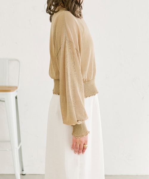 Ambre Neige(アンブルネージュ)の「シアークロップドニット/【WEB/EC限定商品】(ニット/セーター・レディース・ベージュ/ライトベージュ/アイボリー・FREE)」の8枚目の写真