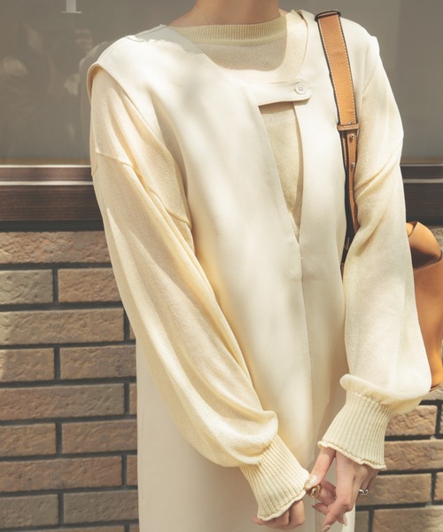Ambre Neige(アンブルネージュ)の「シアークロップドニット/【WEB/EC限定商品】(ニット/セーター・レディース・ベージュ/ライトベージュ/アイボリー・FREE)」の4枚目の写真