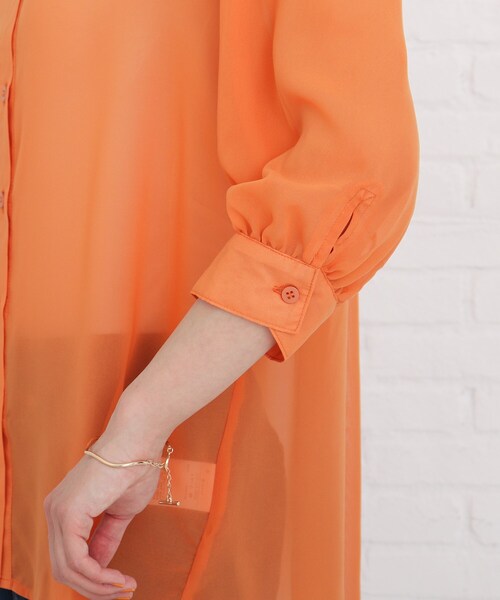 Cutie Blonde（キューティーブロンド）の「◆【S-L】シアーバックリボンブラウス（シャツ/ブラウス・レディース・ライトブルー/オフホワイト/ダークオレンジ・01/02/03）」の10枚目の写真