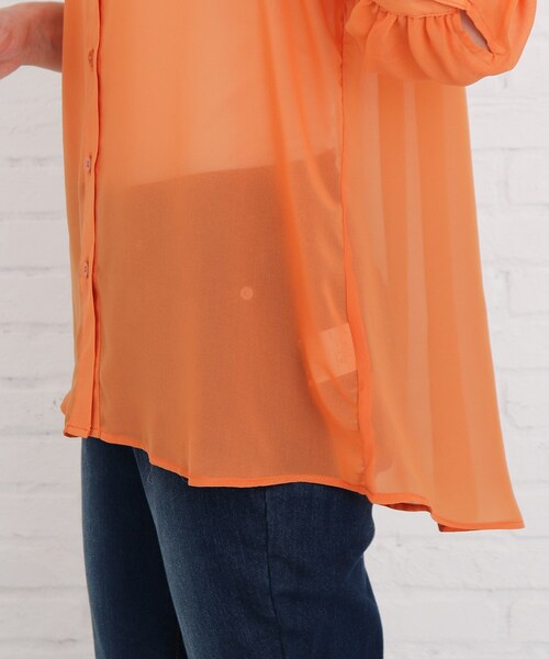 Cutie Blonde（キューティーブロンド）の「◆【S-L】シアーバックリボンブラウス（シャツ/ブラウス・レディース・ライトブルー/オフホワイト/ダークオレンジ・01/02/03）」の11枚目の写真