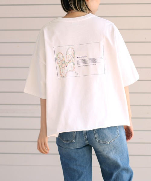 CONVERSE(コンバース)の「【CONVERSE ALLSTAR】ネオンカラーバックプリントTee(Tシャツ/カットソー・レディース・ホワイト/ブラック/ホワイト系その他/ブラック系その他・M)」の1枚目の写真