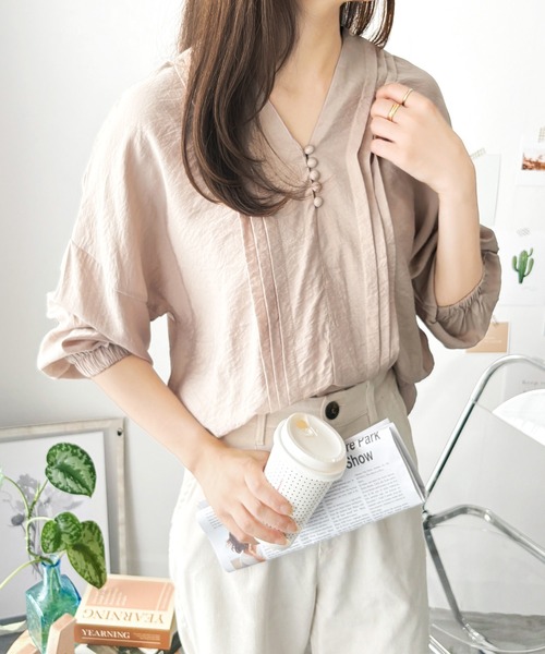 セール】くるみボタンブラウス（シャツ/ブラウス）｜Amulet