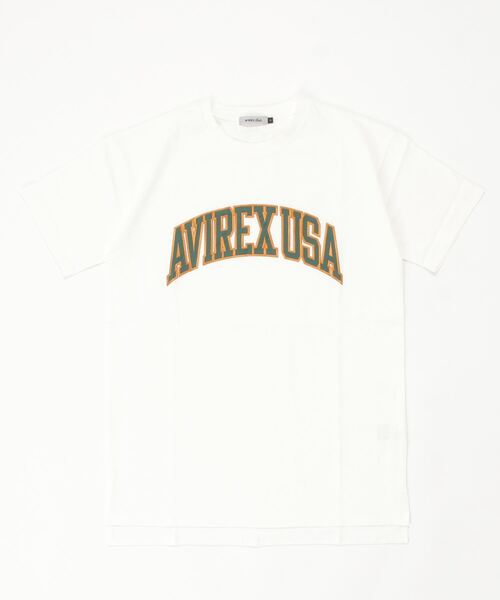 AVIREX（アヴィレックス）の「【WEB&DEPOT限定】COLLEGE LOGO ONE PIECE/ カレッジロゴワンピース（チュニック・レディース・パープル/グリーン/ホワイト・FREE）」の2枚目の写真