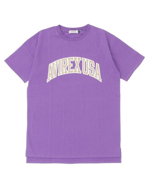 AVIREX（アヴィレックス）の「【WEB&DEPOT限定】COLLEGE LOGO ONE PIECE/ カレッジロゴワンピース（チュニック・レディース・パープル/グリーン/ホワイト・FREE）」の5枚目の写真