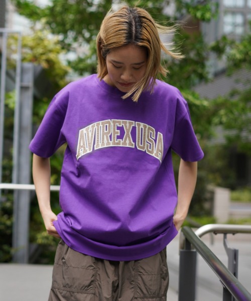 AVIREX（アヴィレックス）の「【WEB&DEPOT限定】COLLEGE LOGO ONE PIECE/ カレッジロゴワンピース（チュニック・レディース・パープル/グリーン/ホワイト・FREE）」の21枚目の写真
