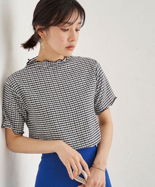 BELLUNA PLUS(ベルーナ)の「エアリー素材メロー配色半袖プルオーバー(Tシャツ/カットソー・レディース・ブラック/サックスブルー/グリーン・MEDIUM/LARGE)」の7枚目の写真