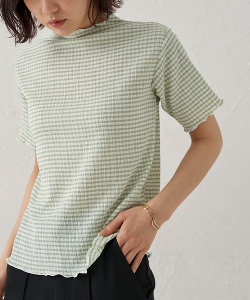 BELLUNA PLUS(ベルーナ)の「エアリー素材メロー配色半袖プルオーバー(Tシャツ/カットソー・レディース・ブラック/サックスブルー/グリーン・MEDIUM/LARGE)」の14枚目の写真