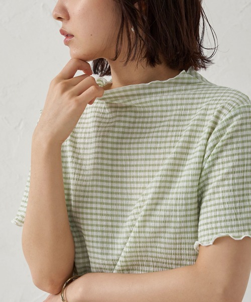BELLUNA PLUS(ベルーナ)の「エアリー素材メロー配色半袖プルオーバー(Tシャツ/カットソー・レディース・ブラック/サックスブルー/グリーン・MEDIUM/LARGE)」の15枚目の写真