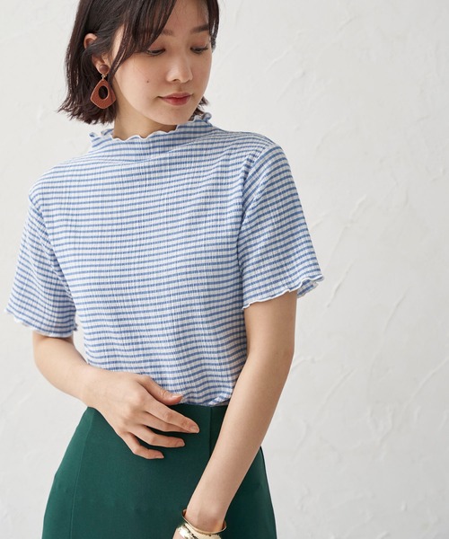 BELLUNA PLUS(ベルーナ)の「エアリー素材メロー配色半袖プルオーバー(Tシャツ/カットソー・レディース・ブラック/サックスブルー/グリーン・MEDIUM/LARGE)」の18枚目の写真