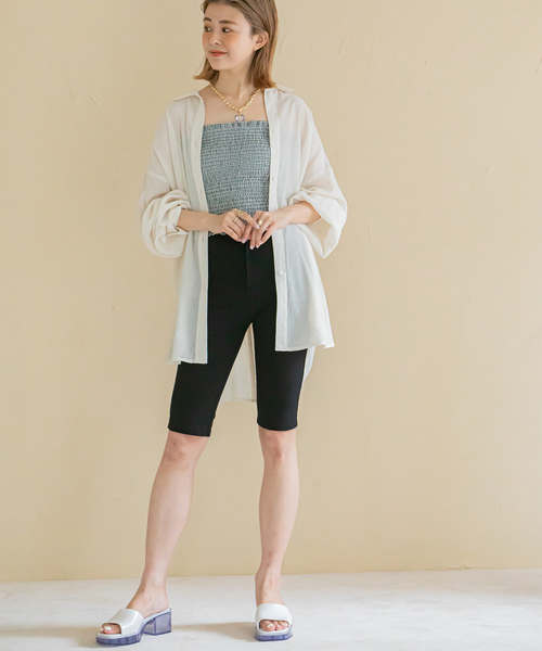 U by SPICK&SPAN(ユーバイスピックアンドスパン)の「ギンガムシャーリングベアトップ(チューブトップ・レディース・ホワイト/ブラック・FREE)」の11枚目の写真