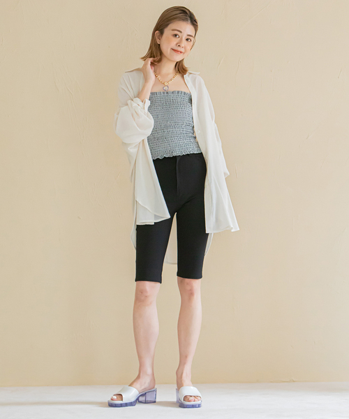 U by SPICK&SPAN(ユーバイスピックアンドスパン)の「ギンガムシャーリングベアトップ(チューブトップ・レディース・ホワイト/ブラック・FREE)」の14枚目の写真