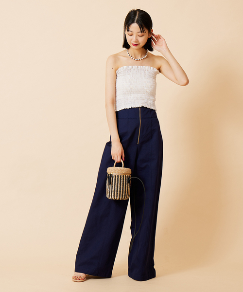 U by SPICK&SPAN(ユーバイスピックアンドスパン)の「ギンガムシャーリングベアトップ(チューブトップ・レディース・ホワイト/ブラック・FREE)」の12枚目の写真