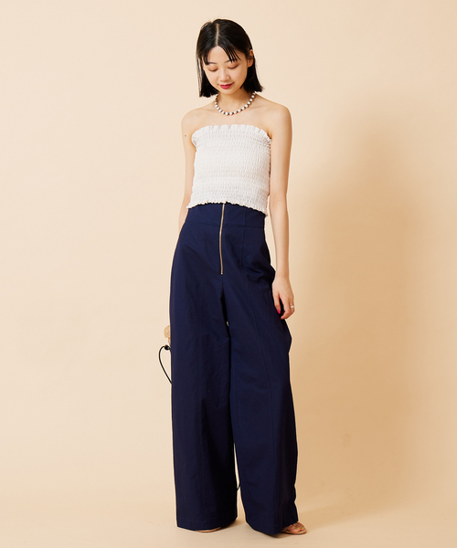 U by SPICK&SPAN(ユーバイスピックアンドスパン)の「ギンガムシャーリングベアトップ(チューブトップ・レディース・ホワイト/ブラック・FREE)」の15枚目の写真