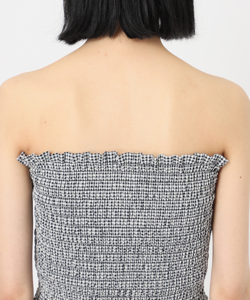 U by SPICK&SPAN(ユーバイスピックアンドスパン)の「ギンガムシャーリングベアトップ(チューブトップ・レディース・ホワイト/ブラック・FREE)」の16枚目の写真