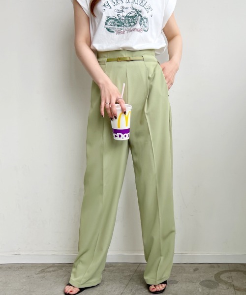 Futier land(フューティアランド)の「センタータックワイドパンツ(その他パンツ・レディース・アイボリー/グリーン/ブルー・MEDIUM/LARGE)」の3枚目の写真