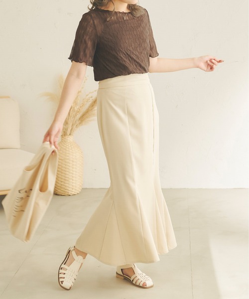 Ambre Neige(アンブルネージュ)の「シアーウェーブトップス/【WEB/EC限定商品】(Tシャツ/カットソー・レディース・ブラック/ダークブラウン/ベージュ/アイボリー・FREE)」の22枚目の写真