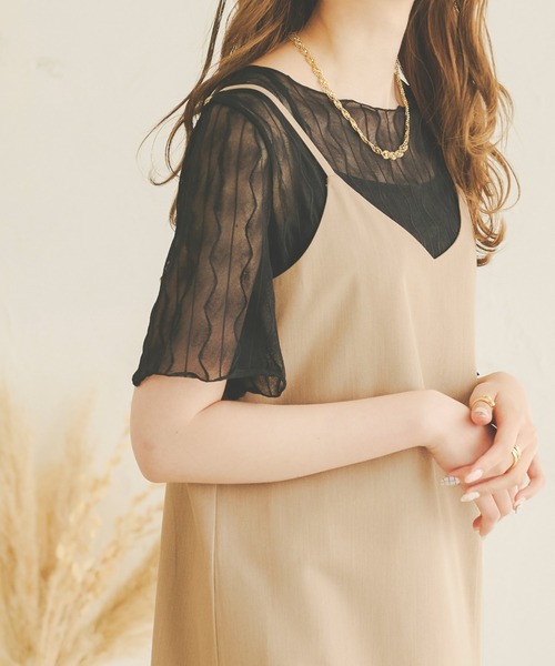 Ambre Neige(アンブルネージュ)の「シアーウェーブトップス/【WEB/EC限定商品】(Tシャツ/カットソー・レディース・ブラック/ダークブラウン/ベージュ/アイボリー・FREE)」の9枚目の写真