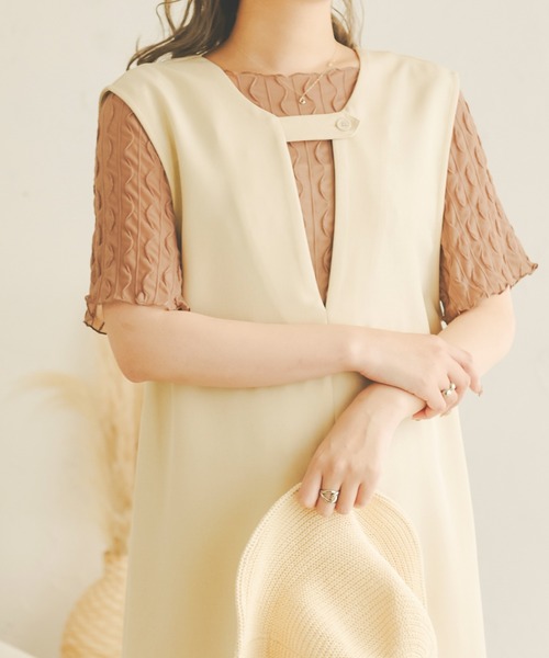 Ambre Neige(アンブルネージュ)の「シアーウェーブトップス/【WEB/EC限定商品】(Tシャツ/カットソー・レディース・ブラック/ダークブラウン/ベージュ/アイボリー・FREE)」の13枚目の写真