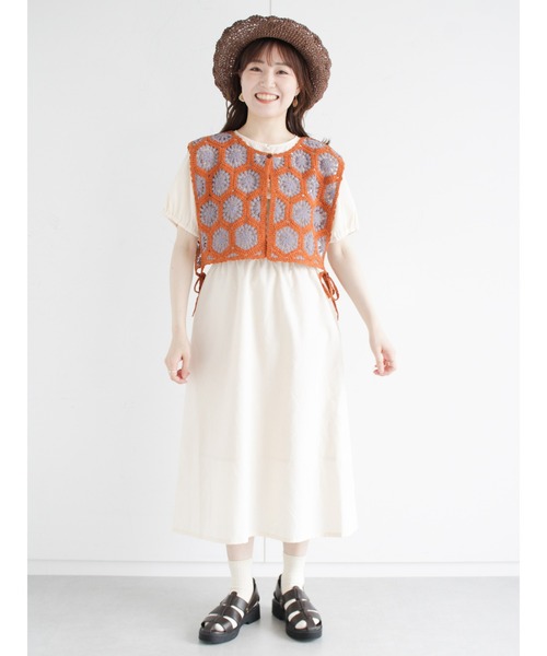 ehka sopo（エヘカソポ）の「モチーフレースサイドリボンベスト（ベスト・レディース・ブラウン/グレー/グリーン/キナリ・ﾌﾘ-）」の17枚目の写真