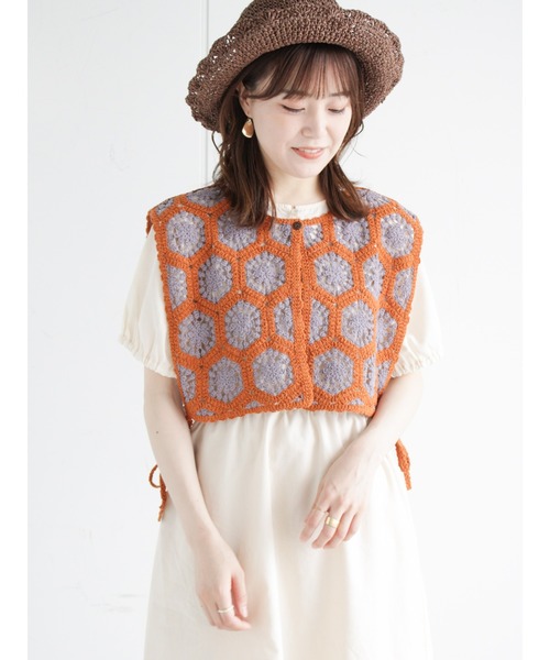 ehka sopo（エヘカソポ）の「モチーフレースサイドリボンベスト（ベスト・レディース・ブラウン/グレー/グリーン/キナリ・ﾌﾘ-）」の22枚目の写真