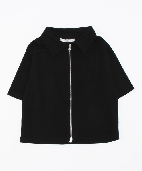 BEIDELLI（ベイデリー）の「[BELLIDE MADE] 2way襟付き半袖ジップアップ（Tシャツ/カットソー・レディース・ベージュ/アイボリー/ブラック/スカイブルー・FREE）」の3枚目の写真