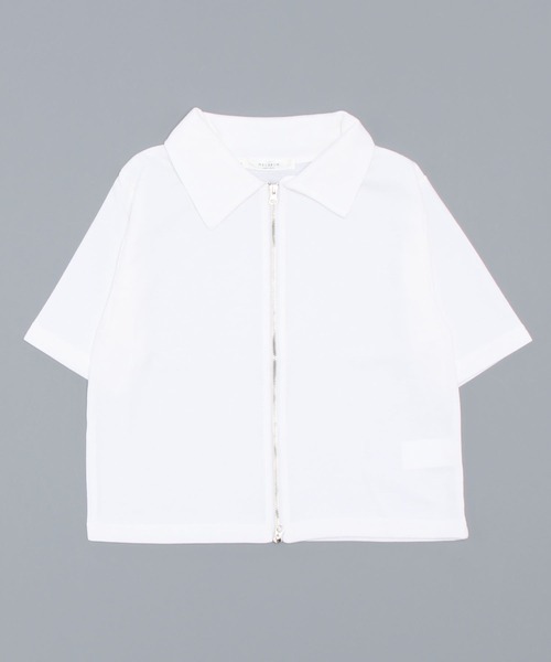 BEIDELLI（ベイデリー）の「[BELLIDE MADE] 2way襟付き半袖ジップアップ（Tシャツ/カットソー・レディース・ベージュ/アイボリー/ブラック/スカイブルー・FREE）」の7枚目の写真