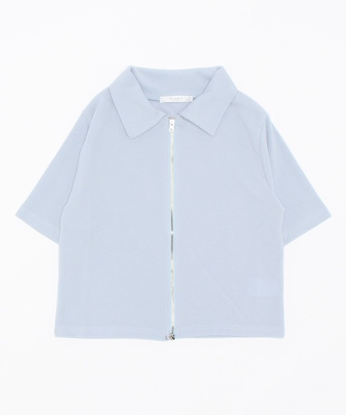BEIDELLI（ベイデリー）の「[BELLIDE MADE] 2way襟付き半袖ジップアップ（Tシャツ/カットソー・レディース・ベージュ/アイボリー/ブラック/スカイブルー・FREE）」の19枚目の写真