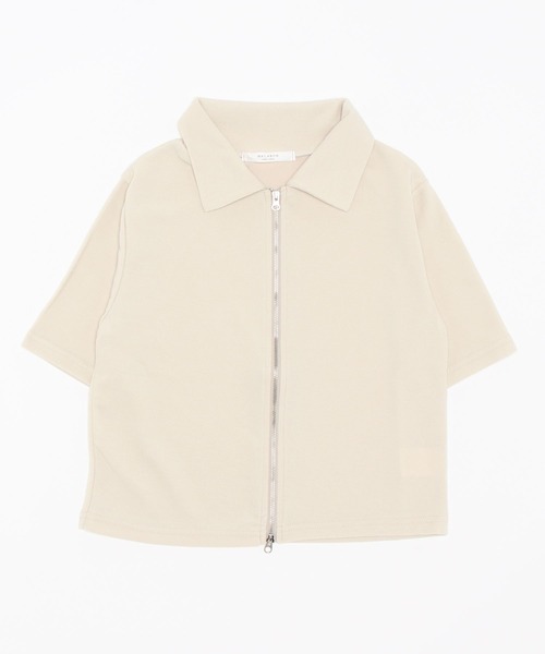 BEIDELLI（ベイデリー）の「[BELLIDE MADE] 2way襟付き半袖ジップアップ（Tシャツ/カットソー・レディース・ベージュ/アイボリー/ブラック/スカイブルー・FREE）」の16枚目の写真