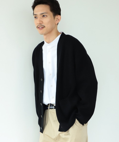 BEAMS LIGHTS（ビームスライツ）の「BEAMS LIGHTS / 9ゲージ シルケット 畦編み カーディガン 22（カーディガン/ボレロ・メンズ・ブラック/ネイビー・SMALL/MEDIUM/LARGE）」の19枚目の写真