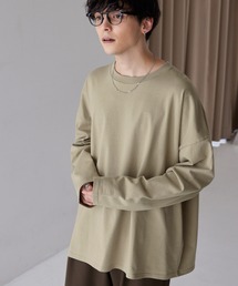 リラックスルーズベーシックT オーバーサイズ ラスティックコットン L/Sカットソーベージュ