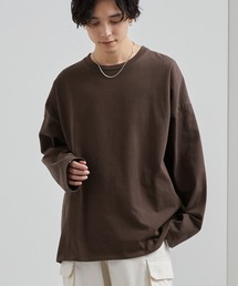 リラックスルーズベーシックT オーバーサイズ ラスティックコットン L/Sカットソーブラウン