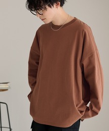 リラックスルーズベーシックT オーバーサイズ ラスティックコットン L/Sカットソーライトブラウン