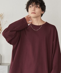 リラックスルーズベーシックT オーバーサイズ ラスティックコットン L/Sカットソーチェリーレッド
