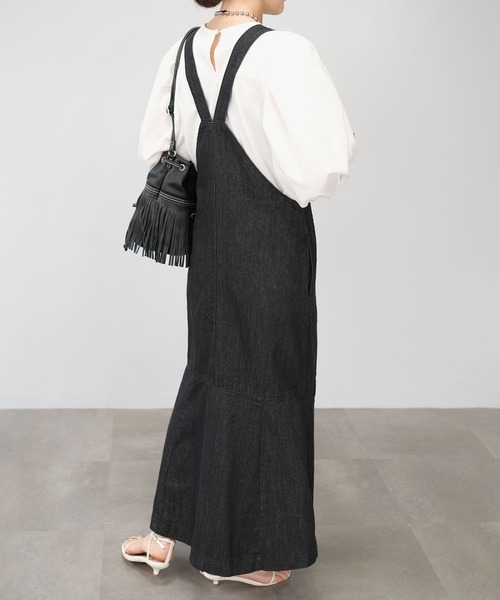 ＡＮＤＪ（アンドジェイ）の「【2022/AW】10ozデニムマーメイドサロペットワンピース（サロペット/オーバーオール・レディース・ブラック/ネイビー・M）」の3枚目の写真